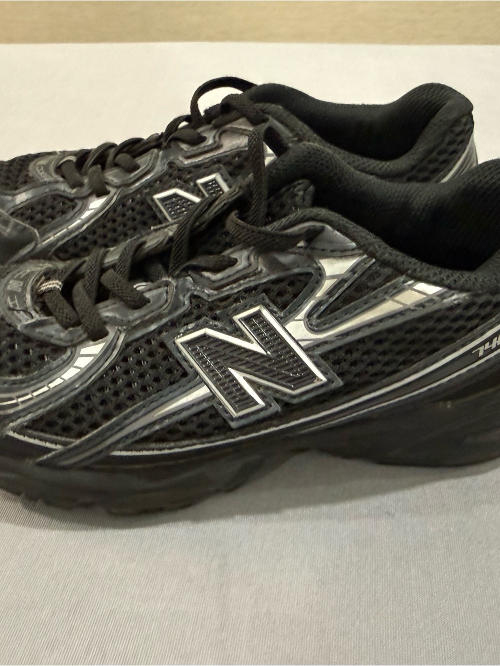 New Balance Kids Black and Silver Mesh Athletic Sneakers